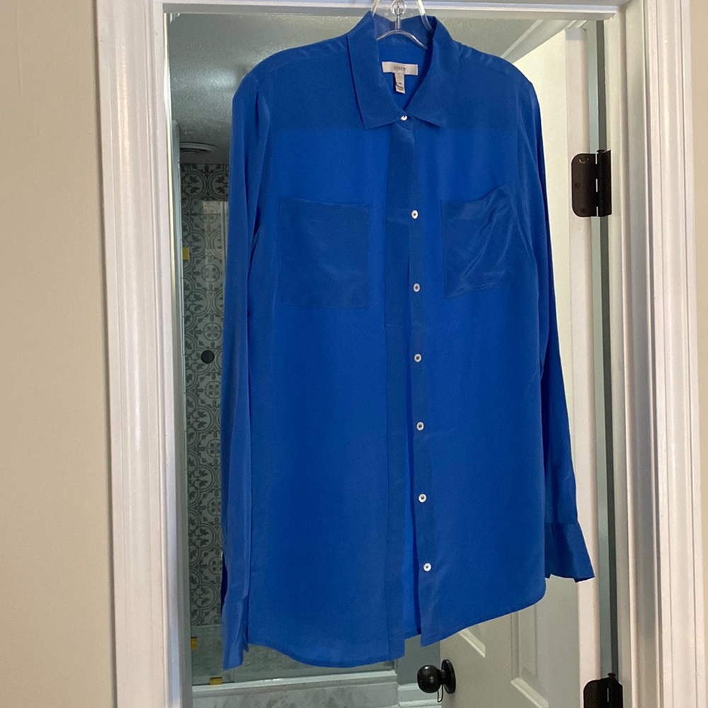 Silk electric blue tall sized custom shirt (JCrew Small/Tall)